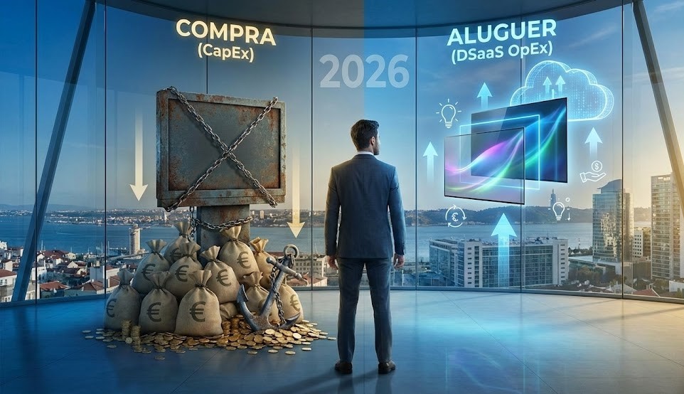 Devo Comprar ou Alugar Digital Signage em 2026? Guia de Decisão para Empresas